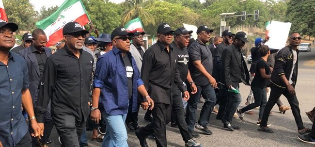 BREAKING: Ihedioha: Secondus, Obi, Udenwa lead protest against Supreme Court Judgement