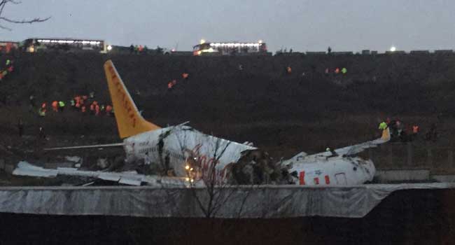 Plane Breaks Into Two After Landing In Turkey