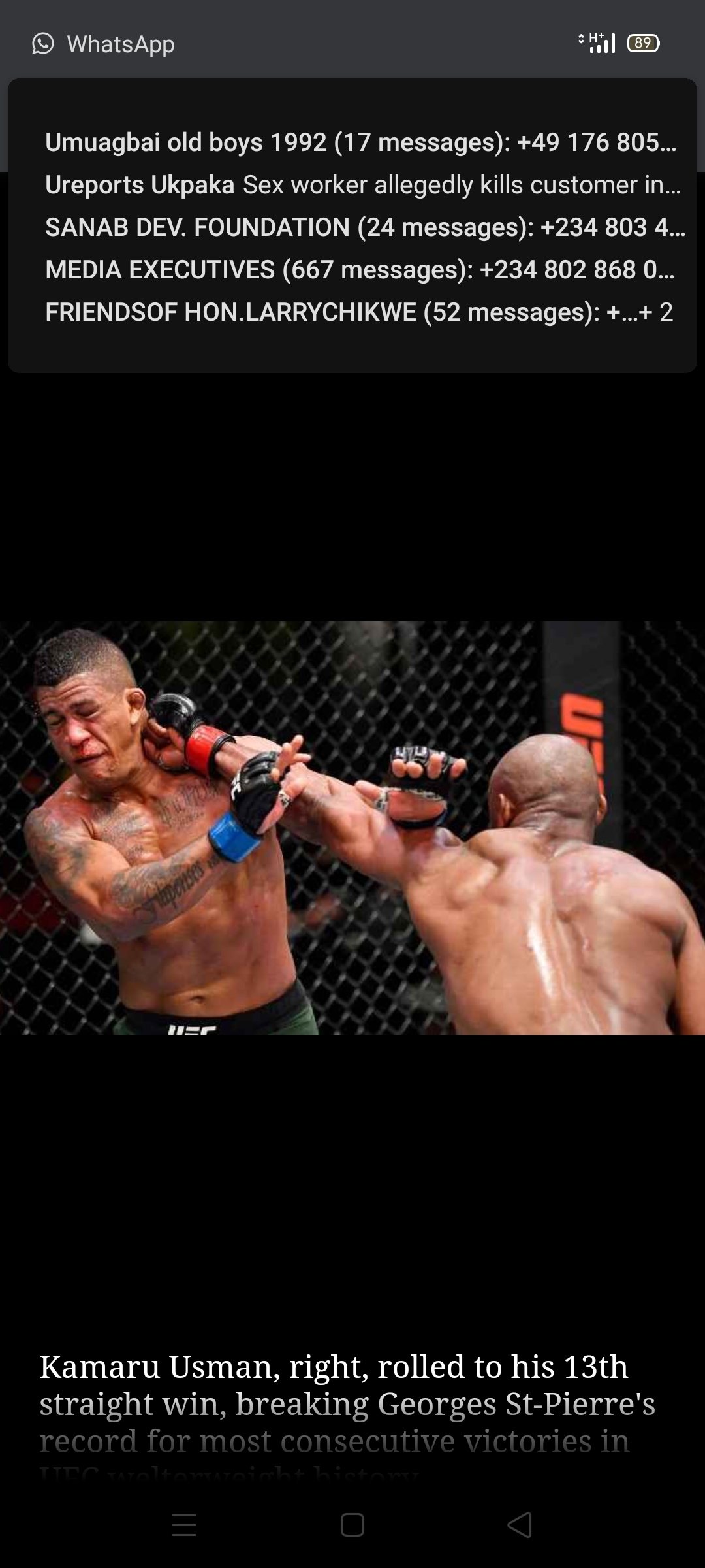 UFC BLOOD BATTLE: Kamaru Usman Defeats Team Mate,  Gilbert Burns By TKO To Retain Welterweight Title