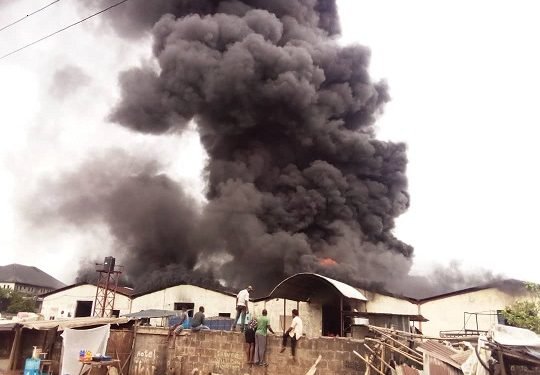 Goods Destroyed As Fire Razes Onitsha Factory