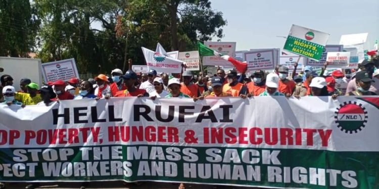 Mass Sack: Labour Shuts Down Kaduna, As Wabba Leads NLC Protest