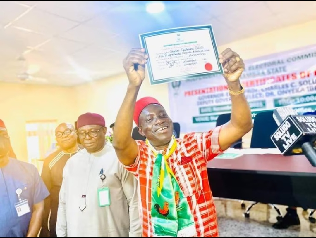Anambra: INEC Presents Certificate Of Return To Anambra Governor-Elect, Soludo, Deputy