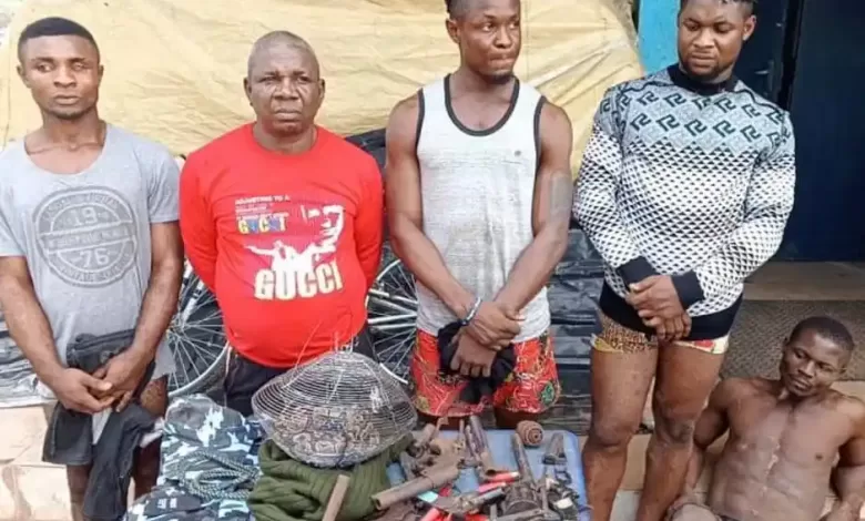 Police Uncover IPOB/ESN Shrine, Arrest 7 Suspects, ‘Live Python’ In Imo [PHOTOS]