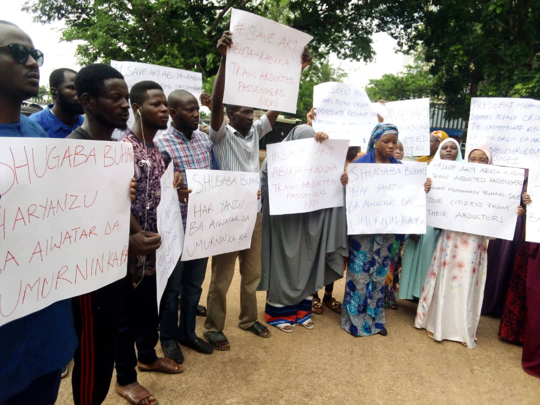 Pictorial: Families Of Abducted Train Passengers Embark On Protest In Kaduna