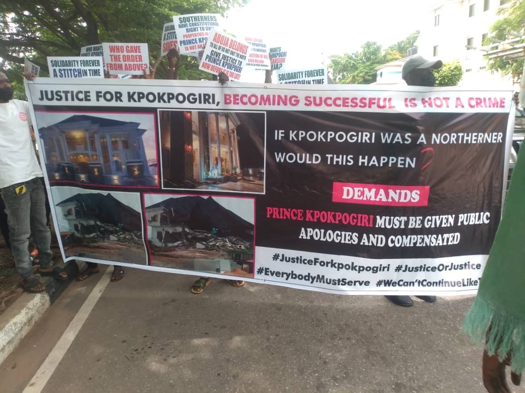 Group Protests Over The Demolition Of Kpokpogri’s House In Abuja